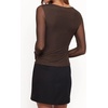 image:imageRVivimos Womens Mesh Going Out Tops Fitted Long Sleeve BlouseBrown