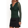 image:imageRVivimos Womens Mesh Going Out Tops Fitted Long Sleeve BlouseDark Green