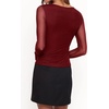 image:imageRVivimos Womens Mesh Going Out Tops Fitted Long Sleeve BlouseWine Red