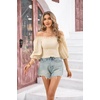 image:imageRVivimos Womens Summer Cotton Off the Shoulder Crop TopsBeige