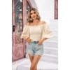 image:imageRVivimos Womens Summer Cotton Off the Shoulder Crop TopsBeige