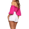 image:imageRVivimos Womens Summer Cotton Off the Shoulder Crop TopsHotpink