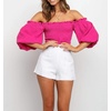 image:imageRVivimos Womens Summer Cotton Off the Shoulder Crop TopsHotpink