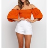 image:imageRVivimos Womens Summer Cotton Off the Shoulder Crop TopsOrange