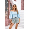 image:imageRVivimos Womens Summer Cotton Off the Shoulder Crop TopsSkyblue