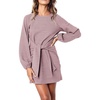 image:imageRVivimos Womens Fall Elegant Tie Waist Sweater Mini DressLight Violet
