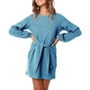 image:imageRVivimos Womens Fall Elegant Tie Waist Sweater Mini DressLightblue