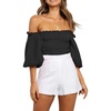 image:imageRVivimos Womens Summer Cotton Off the Shoulder Crop TopsBlack