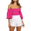image:imageRVivimos Womens Summer Cotton Off the Shoulder Crop TopsHotpink