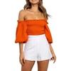 image:imageRVivimos Womens Summer Cotton Off the Shoulder Crop TopsOrange