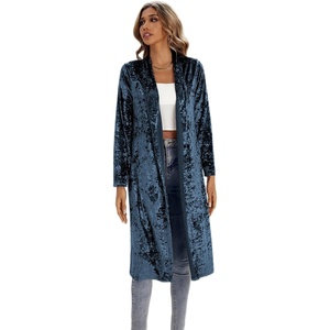 image:imageRVivimos Fall Jackets for Women Velvet Open Front CardiganBlue