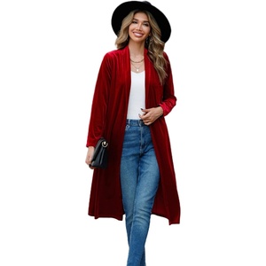 image:imageRVivimos Fall Jackets for Women Velvet Open Front CardiganBurgundy