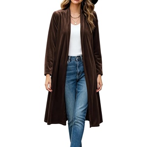 image:imageRVivimos Fall Jackets for Women Velvet Open Front CardiganDark Brown