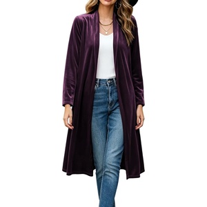 image:imageRVivimos Fall Jackets for Women Velvet Open Front CardiganDark Purple