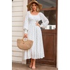 image:imageRVivimos Chiffon Elastic Empire Waist Maxi Dress for WomenWhite Pink
