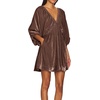 image:imageRVivimos Womens Fall Velvet Loose Tunic Mini Dress 34 SleeveBrown