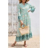image:imageRVivimos Womens Long Sleeve Button Up Boho Midi DressBlue Turquoise