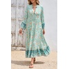 image:imageRVivimos Womens Long Sleeve Button Up Boho Midi DressBlue Turquoise