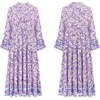 image:imageRVivimos Womens Long Sleeve Button Up Boho Midi DressPurple