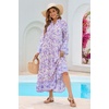 image:imageRVivimos Womens Long Sleeve Button Up Boho Midi DressPurple