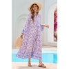 image:imageRVivimos Womens Long Sleeve Button Up Boho Midi DressPurple