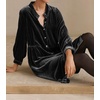 image:imageRVivimos Womens Velvet Fall ButtonDown Knee Length DressBlack
