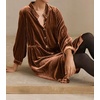 image:imageRVivimos Womens Velvet Fall ButtonDown Knee Length DressBrown