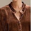 image:imageRVivimos Womens Velvet Fall ButtonDown Knee Length DressBrown