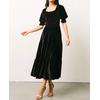 image:imageRVivimos Womens Velvet Square Neck Smocked Midi Dress FallBlack