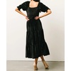 image:imageRVivimos Womens Velvet Square Neck Smocked Midi Dress FallBlack