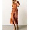 image:imageRVivimos Womens Velvet Square Neck Smocked Midi Dress FallBrown