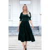 image:imageRVivimos Womens Velvet Square Neck Smocked Midi Dress FallDarkgreen