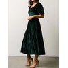 image:imageRVivimos Womens Velvet Square Neck Smocked Midi Dress FallDarkgreen