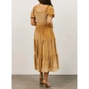 image:imageRVivimos Womens Velvet Square Neck Smocked Midi Dress FallGold
