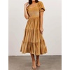 image:imageRVivimos Womens Velvet Square Neck Smocked Midi Dress FallGold