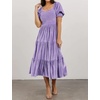 image:imageRVivimos Womens Velvet Square Neck Smocked Midi Dress FallLight Purple