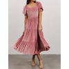 image:imageRVivimos Womens Velvet Square Neck Smocked Midi Dress FallPink