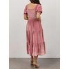 image:imageRVivimos Womens Velvet Square Neck Smocked Midi Dress FallPink