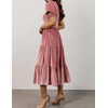 image:imageRVivimos Womens Velvet Square Neck Smocked Midi Dress FallPink