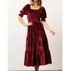 image:imageRVivimos Womens Velvet Square Neck Smocked Midi Dress FallWinered