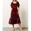 image:imageRVivimos Womens Velvet Square Neck Smocked Midi Dress FallWinered