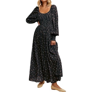 image:imageRVivimos Chiffon Elastic Empire Waist Maxi Dress for WomenBlack