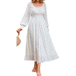 image:imageRVivimos Chiffon Elastic Empire Waist Maxi Dress for WomenWhite Pink