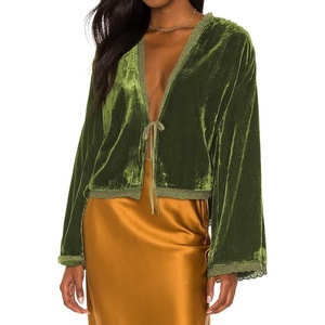 image:imageRVivimos Velvet Casual Fall Jackets for Women Kimono CardiganArmygreen