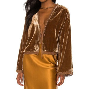 image:imageRVivimos Velvet Casual Fall Jackets for Women Kimono CardiganBrown