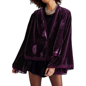 image:imageRVivimos Velvet Casual Fall Jackets for Women Kimono CardiganDarkpurple