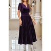 image:imageRVivimos Womens Fall Winter Velvet Elastic Waist Maxi DressDark Purple