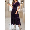 image:imageRVivimos Womens Fall Winter Velvet Elastic Waist Maxi DressDark Purple