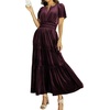 image:imageRVivimos Womens Fall Winter Velvet Elastic Waist Maxi DressMaroon