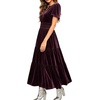 image:imageRVivimos Womens Fall Winter Velvet Elastic Waist Maxi DressMaroon